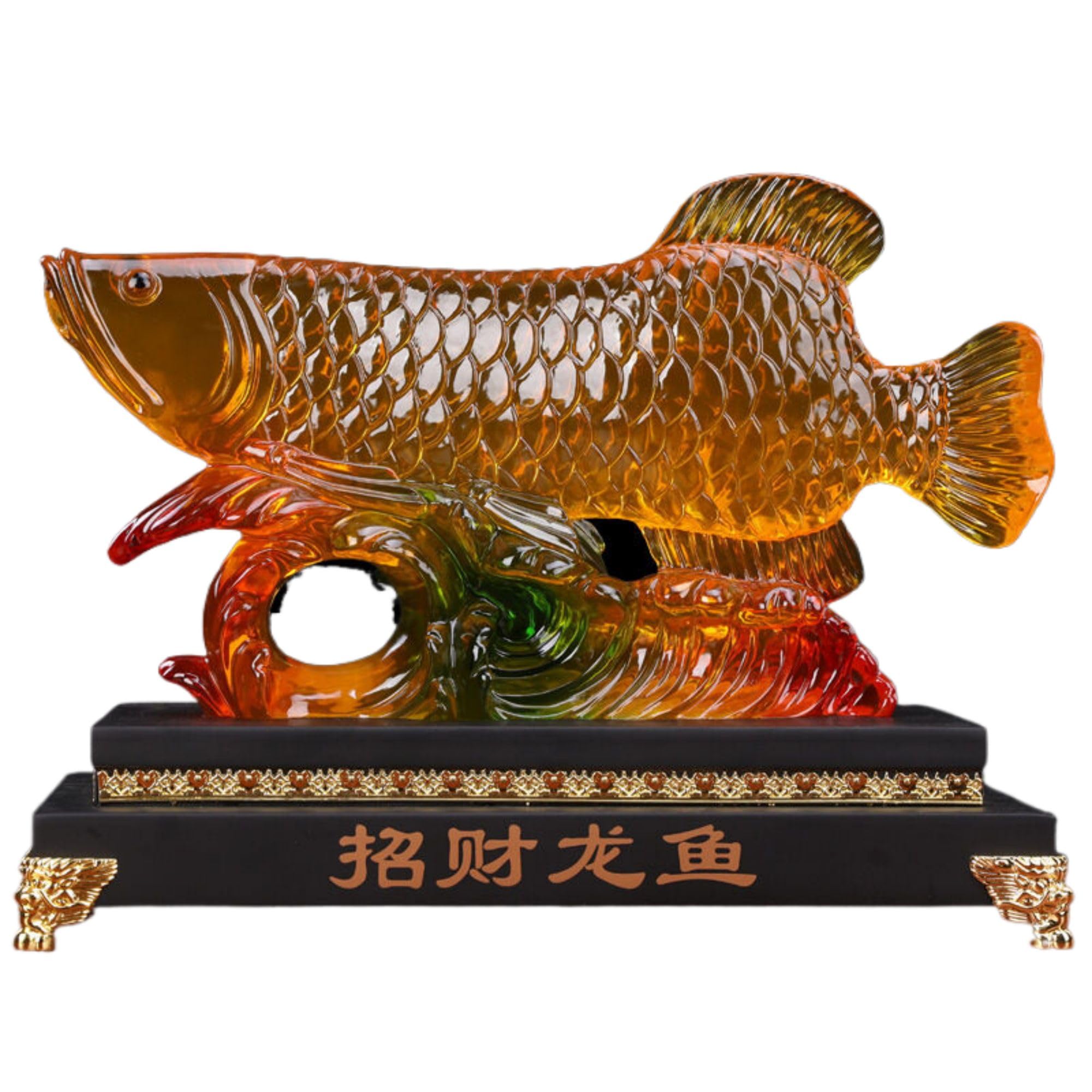 Amazon.com: noxozoqm 招财金龙鱼摆件Chinese Feng Shui Resin Wealth