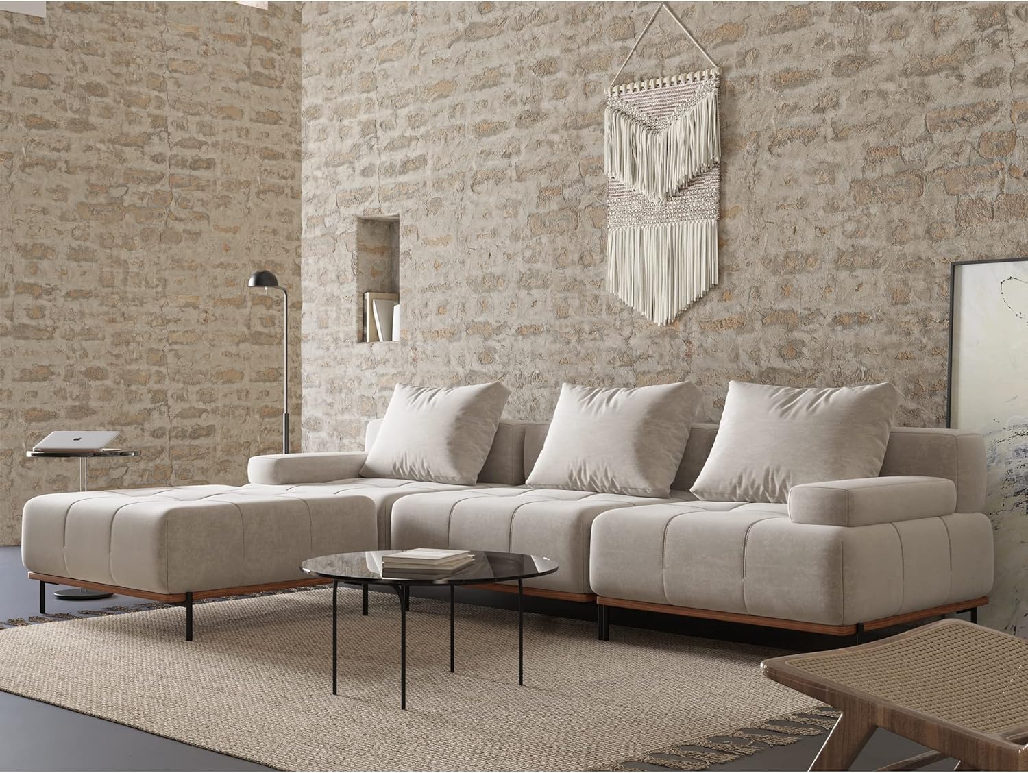 Acanva Convertible Modular Sectional Sofa, MidCentury