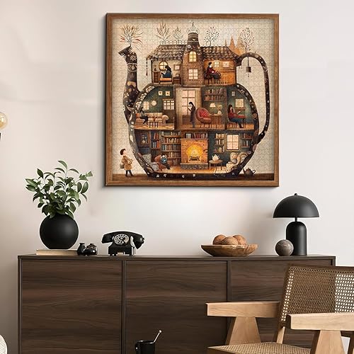 Miniatura 7 de PICKFORU - Rompecabezas de biblioteca para adultos, 1000 piezas, estilo vintage, libro de estantería, arte de habitación, difícil y único, tema de