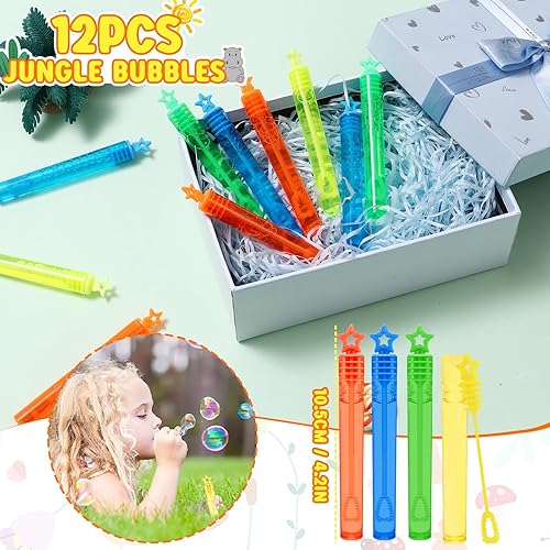 Miniatura 3 de Jungle Safari Party Favores Animal Wild One Suministros de fiesta de cumpleaños Zoo paja Bubble Slap Bracelet Llavero Pegatina Regalo Juguete Bolsas