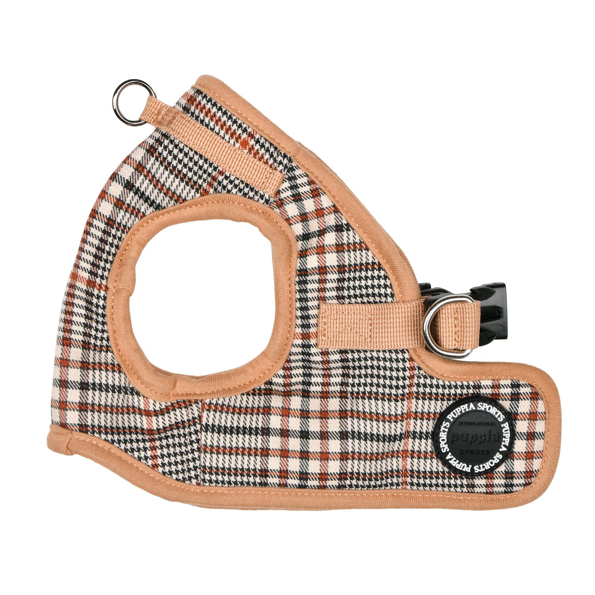 Puppia Lucas - Arnés de chaleco B (escalón), arnés de primavera y verano con patrón a cuadros para perros pequeños y medianos, beige, talla S