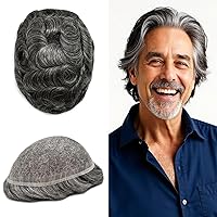 Vista 80 de Toupee para hombres, pieza de cabello completo suizo de encaje para hombre, sistema de reemplazo de cabello humano real para hombres, nudos