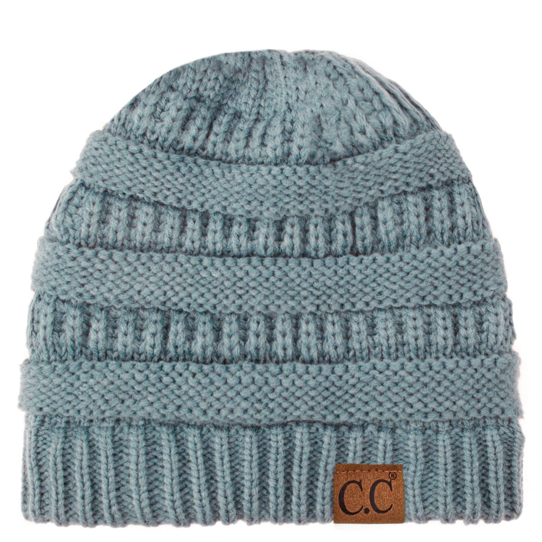 C.C Women's Thick Soft Knit Beanie Cap Hat, Denim