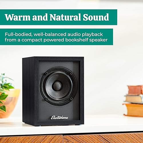 Miniatura 2 de Electrohome Huntley - Altavoces alimentados para estantería con amplificador integrado y controladores de 3 pulgadas para tocadiscos, TV, PC y