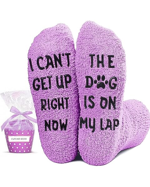 Dog Mom Dad Gifts, Cozy Non-Slip Fuzzy Socks for Dog Lovers, Funny Christmas Birthd...