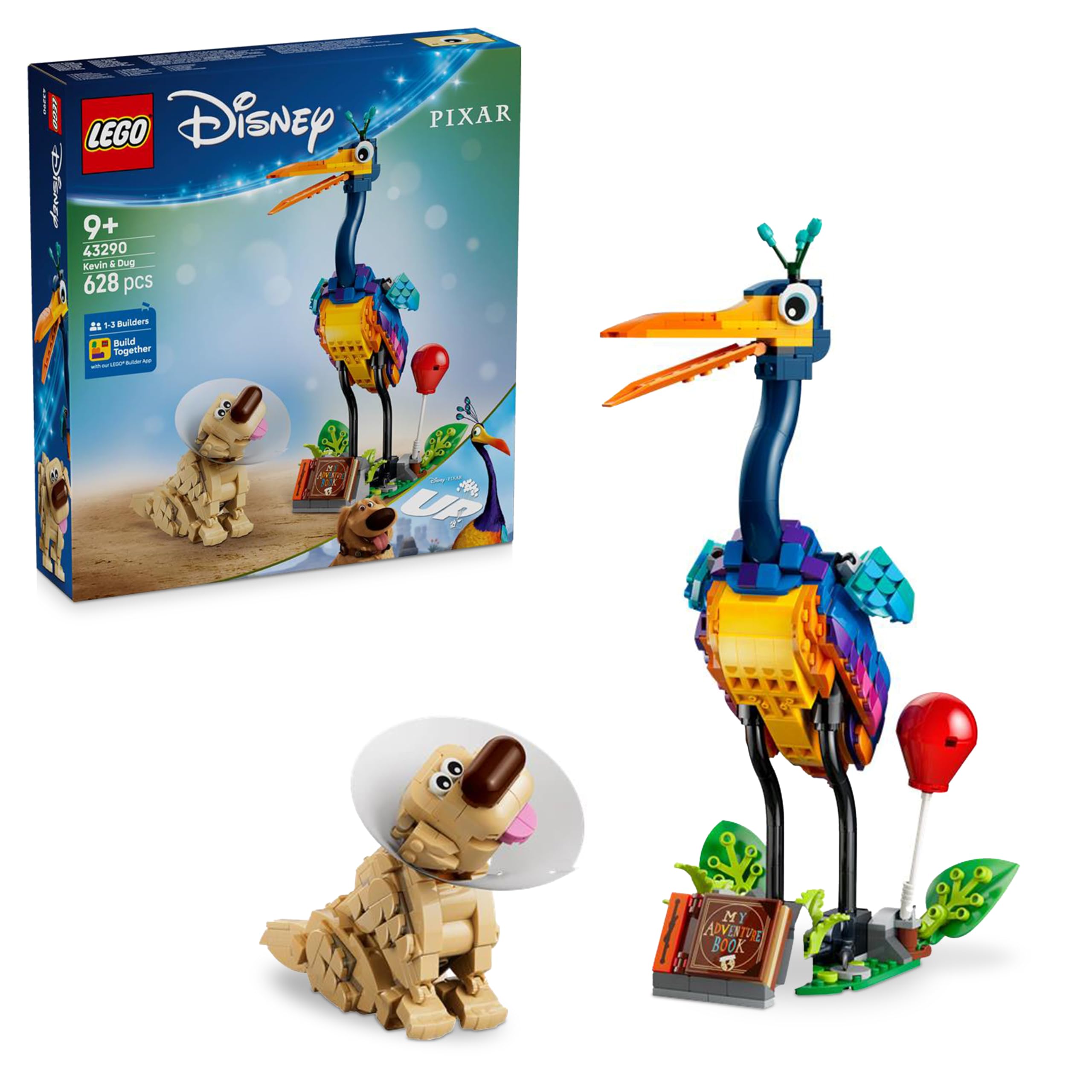 LEGO ǀ Disney and Pixar Kevin und Dug - Spielzeug Golden Retriever Hund & exotischer Vogel - DIY Deko fürs Kinderzimmer - Geburtstagsgeschenk für Mädchen ab 9 Jahren & Fans des Films Oben - 43290