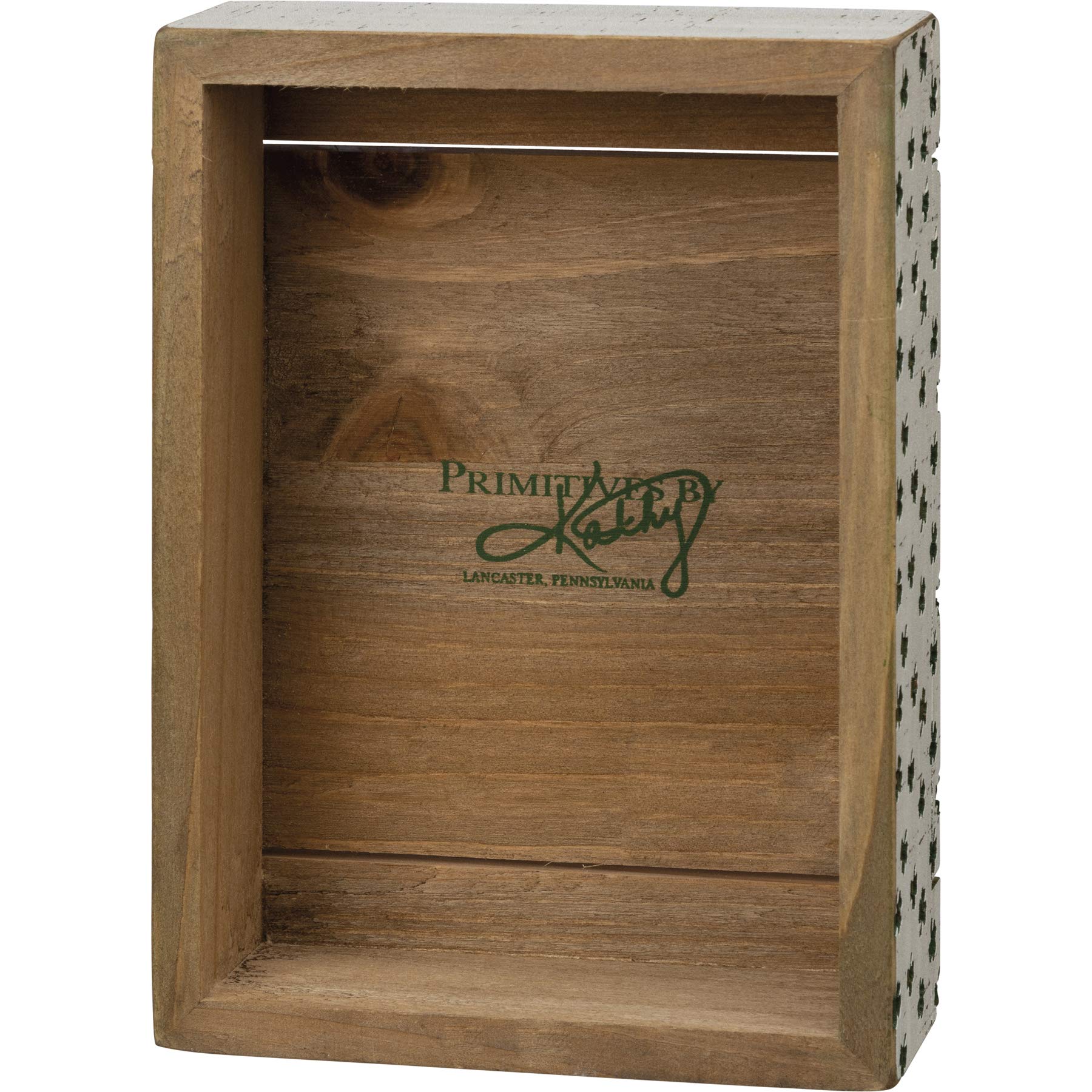 Primitives by Kathy Cartel de caja, madera, verde, 12,7 x 17,7 x 4,4 cm
