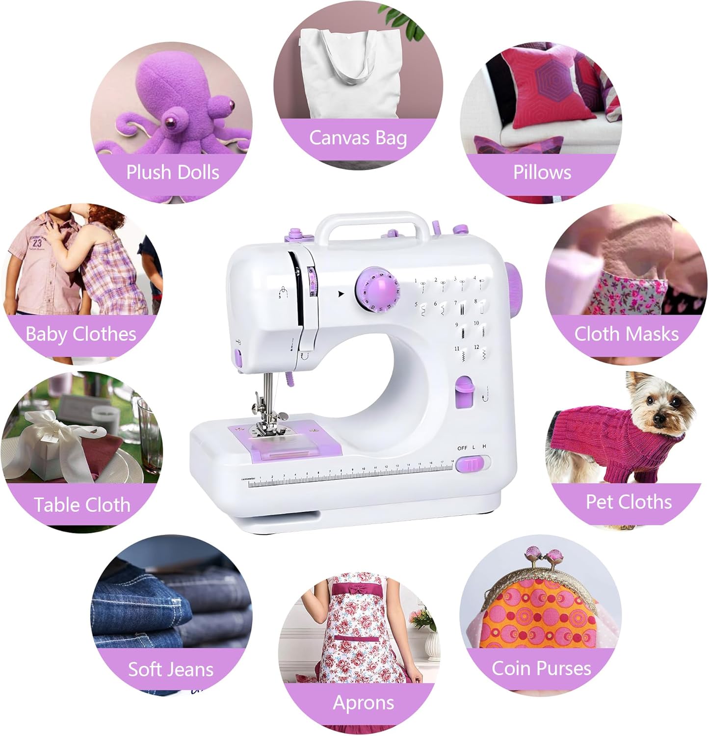 Portable Sewing Machine for Beginners, Mini Electric Sewing Machine 12 Built-in Stitch Patterns, Light, 2 Speed with Foot Pedal & Sewing Kit, Household máquinas de coser for Kids Ages 8-12 - Image 6