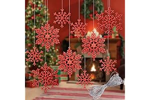 Whaline Red Glitter Snowflake Ornaments