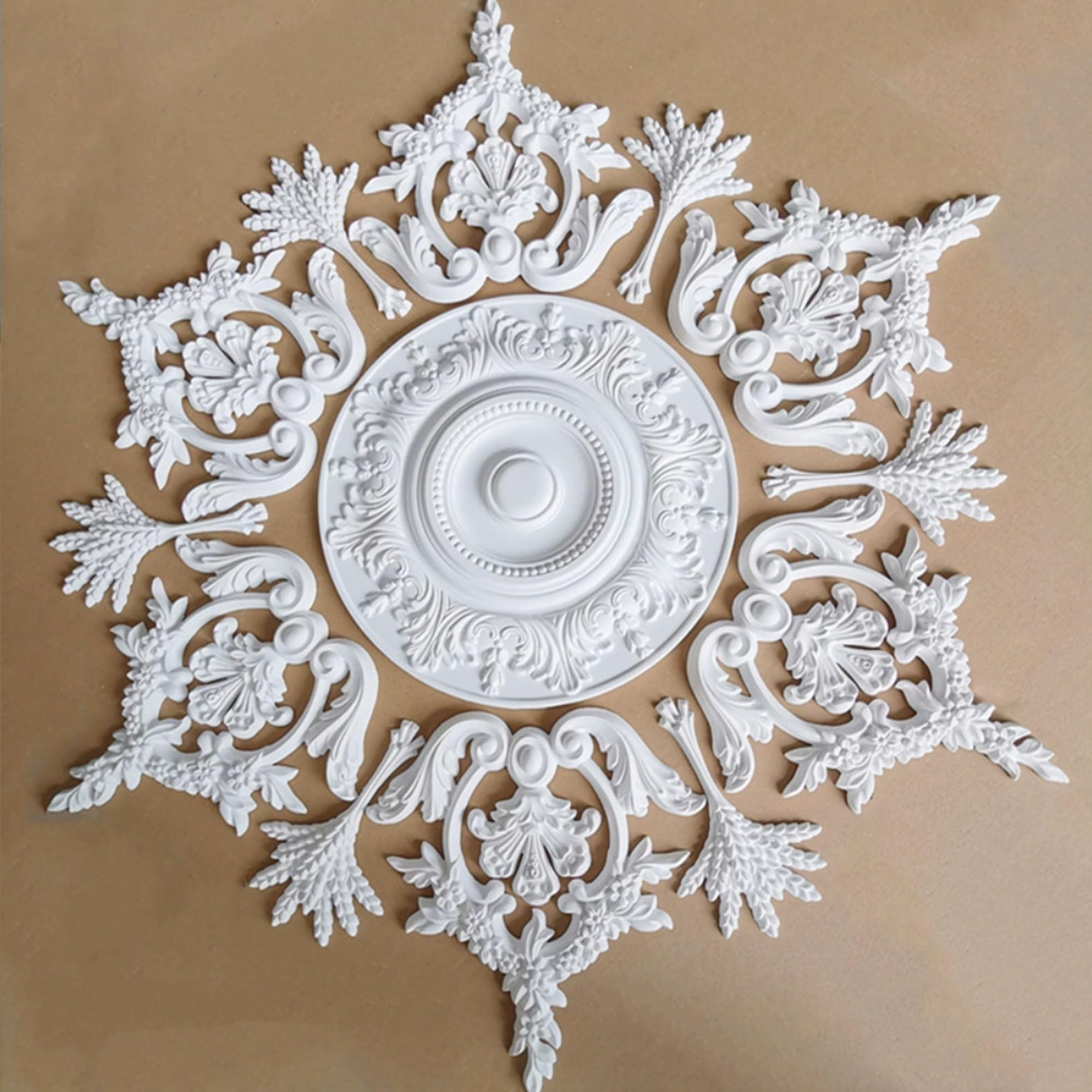 128cm Rosone Lampadario Soffitto Bianco Polistirolo Decorativo