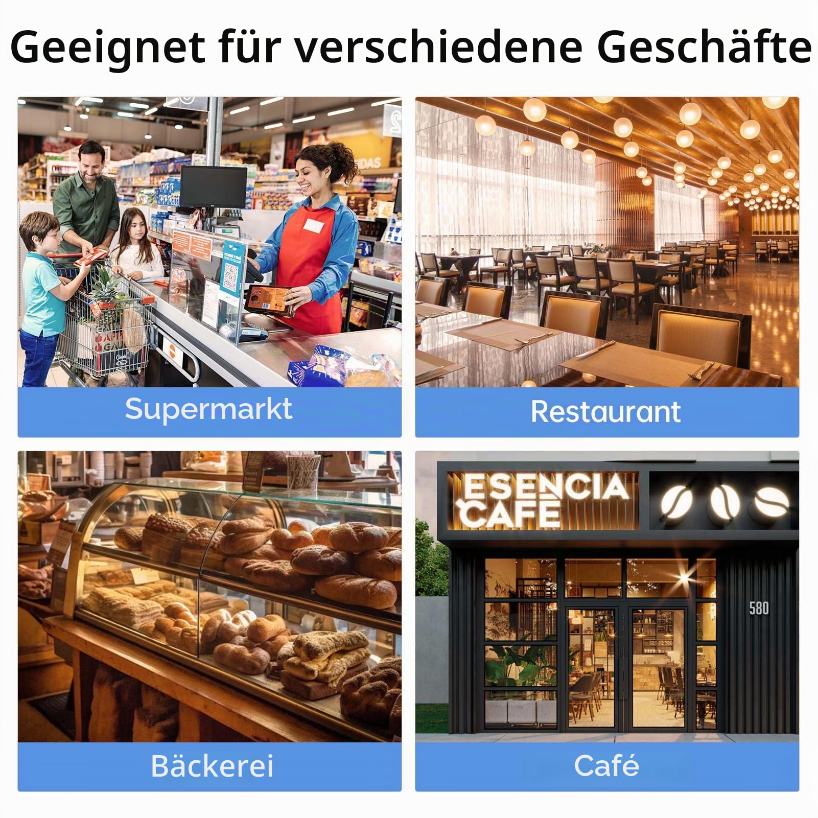 ZJchao T2MINI Elektronische Registrierkasse, 48 Tasten, 2,8-Zoll-Display mit 58-mm-Thermodrucker, USB-RS232-Anschluss für Einzelhandel, Restaurant, Café, Supermarkt (EU-Stecker)