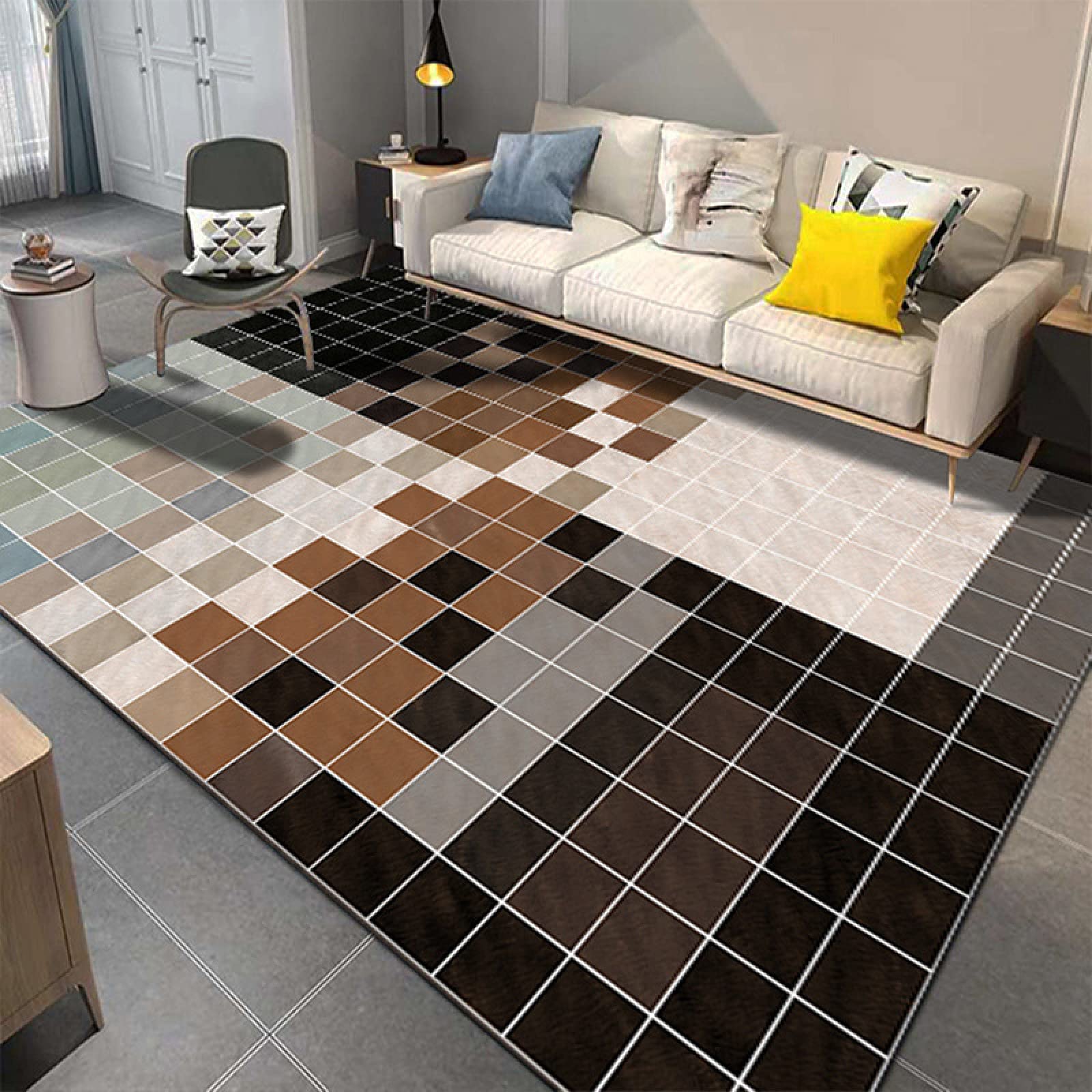 Grand tapis de salon HUIPENG géométrique et antidérapant pour chambre