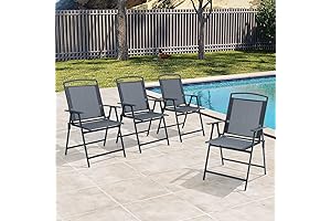 Folding Camping Deck Chairs Porch Lawn Sling Chairs with Easy Carry Bag