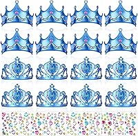 Vista 8 de Yaomiao 44 coronas de espuma para niños, tiaras de princesa, coronas de diamantes a granel, kits de fabricación de calcomanías para suministros