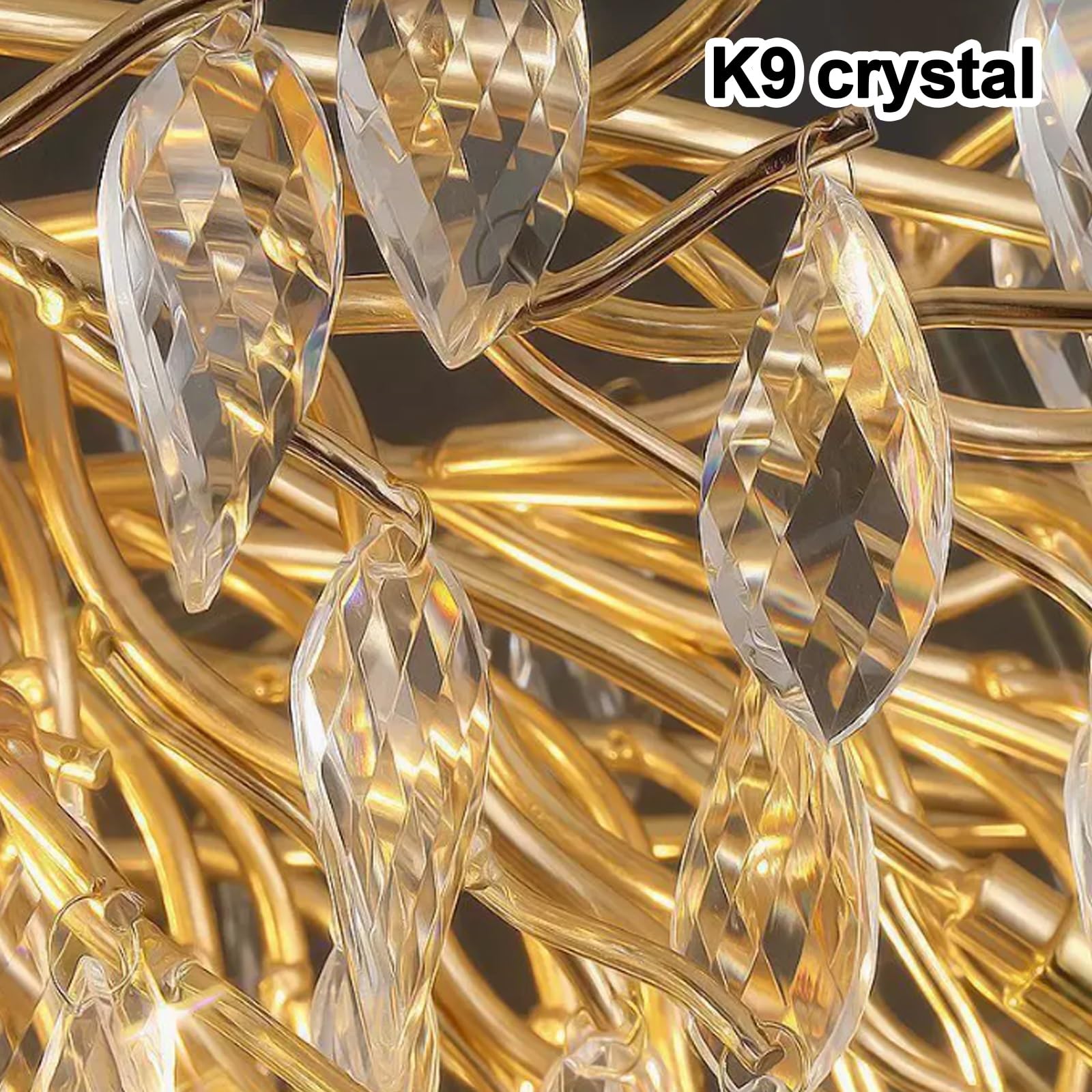 Lámpara Araña Cristal Comedor, Lámpara Araña Redonda Cristal Dorado