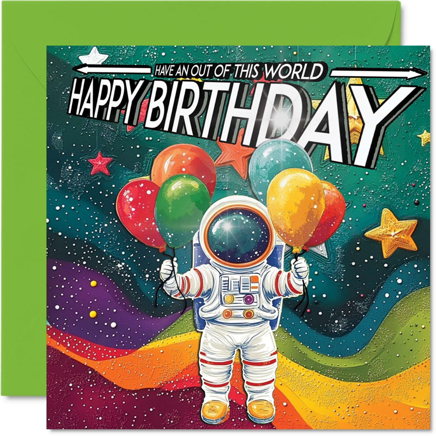Birthday Card Boy - Astronaut Spacesuit - Outer Space Birthday Card for Girl, Kids Children's Cards, 145mm Bday Greeting