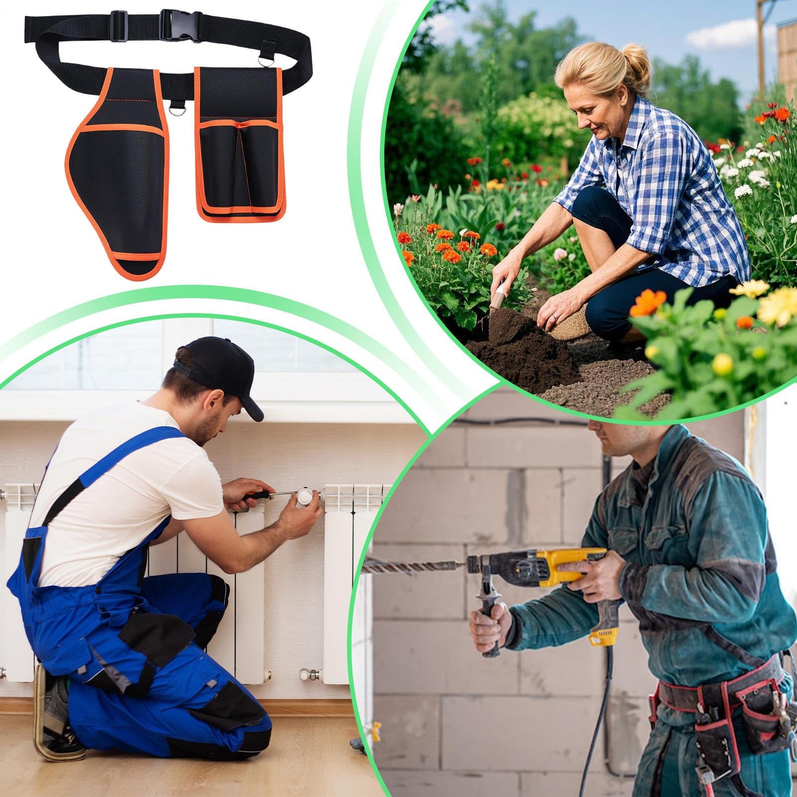 Cintura per attrezzi da giardino: cintura da giardinaggio regolabile, multifunzione impermeabile per adulti, uomini, donne, carpentieri, giardinieri, fioristi