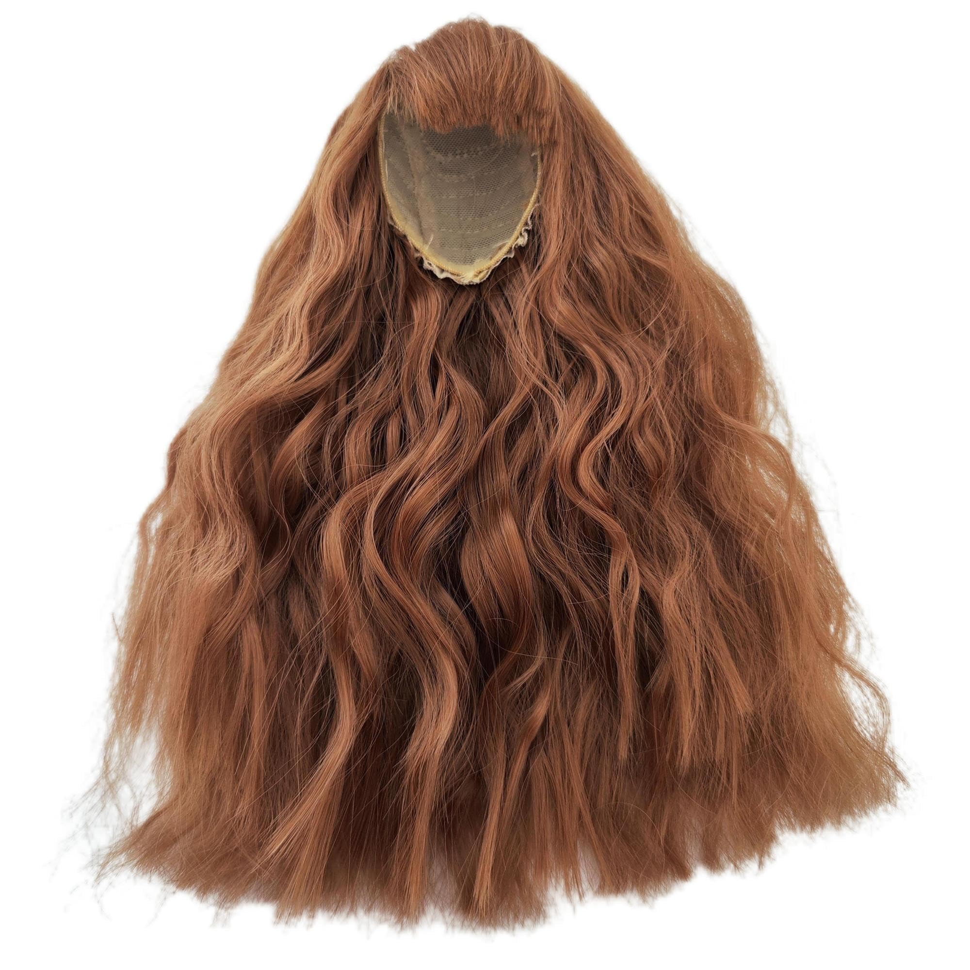 1/6 bjd Wig Head Circumference 6-7inch(16-17cm) high Temperature Fiber Instant Noodles with Full Bangs Brown Hair