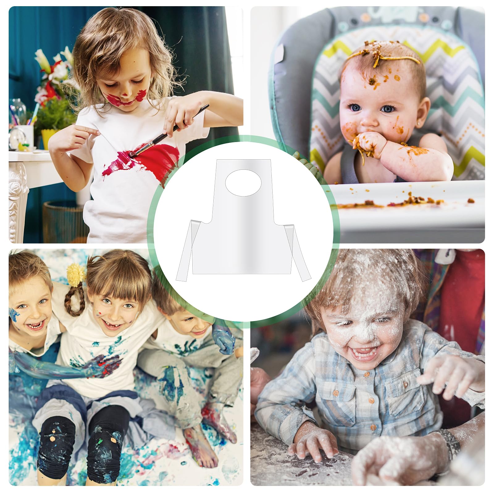 APLZGMG 30 Pieces Disposable Aprons Plastic Aprons for Kids (26 x 22 inches), Small Clear Waterproof Oil Proof Disposable Aprons, Children Kids Disposable Aprons for Painting, Kitchen Cooking 3
