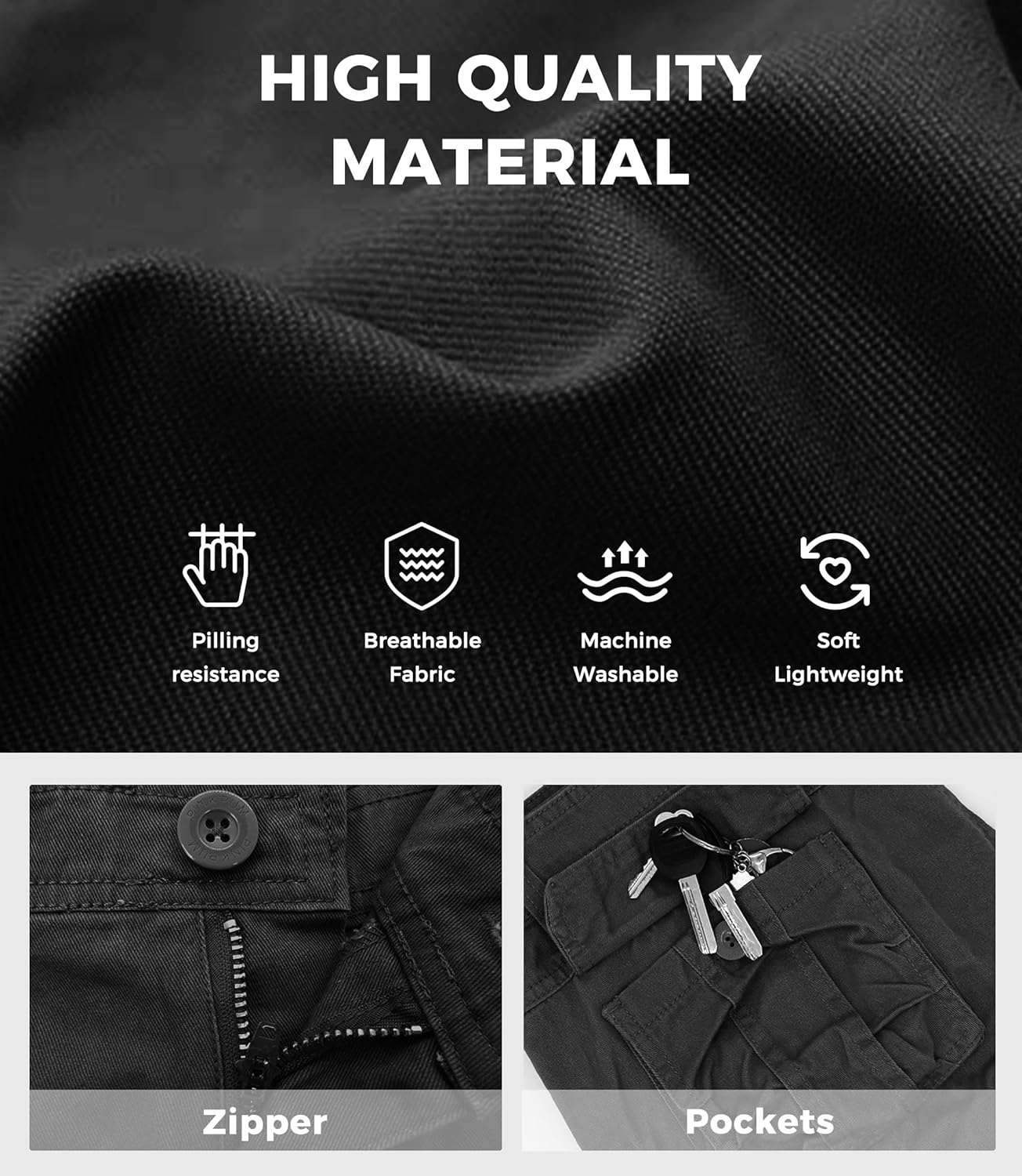 Mens Cargo Shorts Cotton Work Shorts Multi Pocket Casual Workout Shorts for Men NO Belt - Image 6