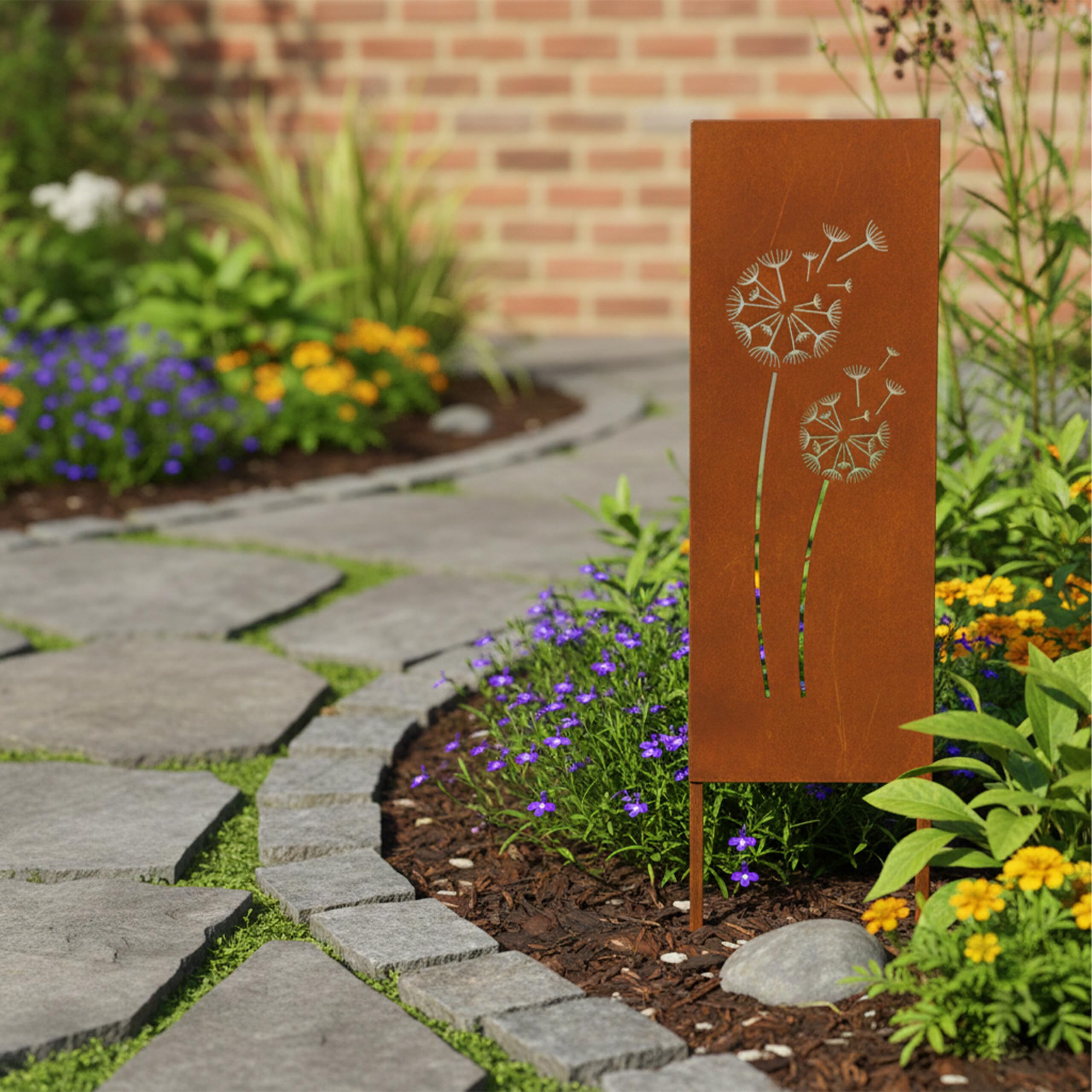 Relaxdays Decorazione da Giardino Effetto ruggine, soffione, 85 x 28 cm, con paletto in Ferro