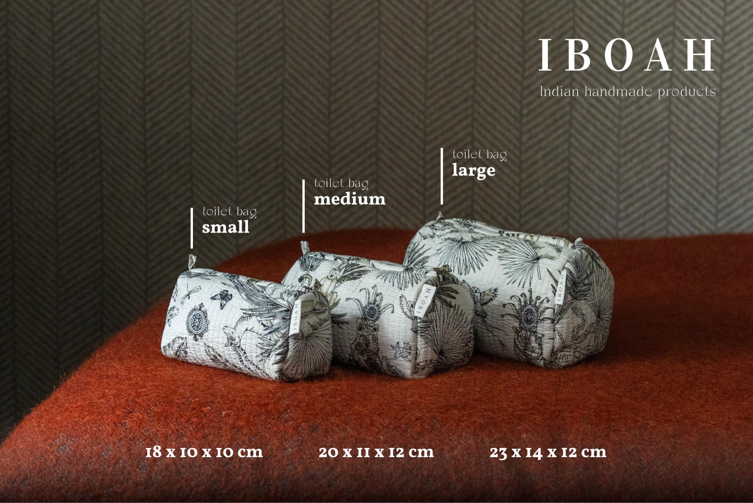Neceser Print de Viaje Organizador, Bolsa de Aseo, Bolso Maquillaje de algodón Acolchado para Mujeres, Hombres y recién Nacidos con Forrado Impermeable Interior (Blanco Animales, Mediano) — view 9