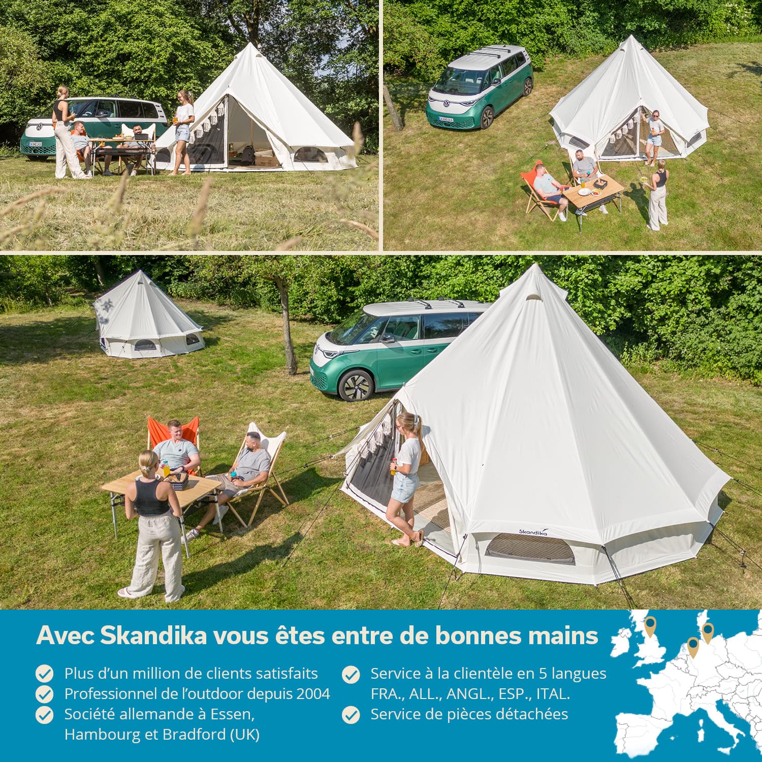 Skandika Tipii 400/500 Tente tipi 8/10 Personnes | Tente étanche en Coton, Colonne d'eau 4000 mm, moustiquaire | Yourte, Tente de Glamping, de Festival