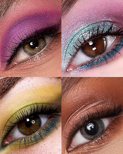 Miniatura 5 de Paleta de sombra de ojos en crema de ojos, paleta de sombra de ojos azul, rosa, nude, marrón, brillantina, brillante, mate, paletas de sombra de