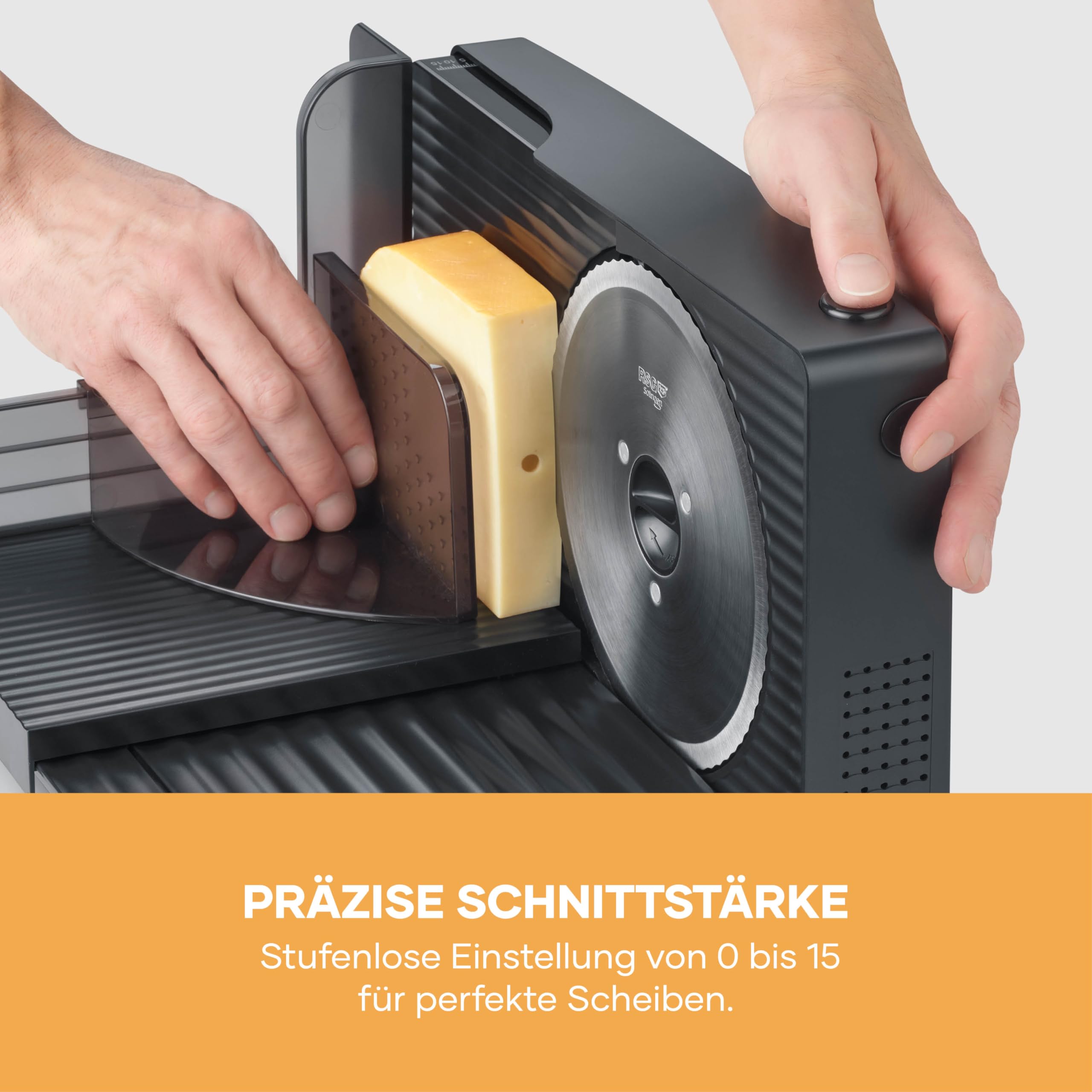 SEVERIN Allesschneider AS 9595 Brotschneidemaschine stufenlos einstellbarer Schnittstärke Fingerschutz schwarz