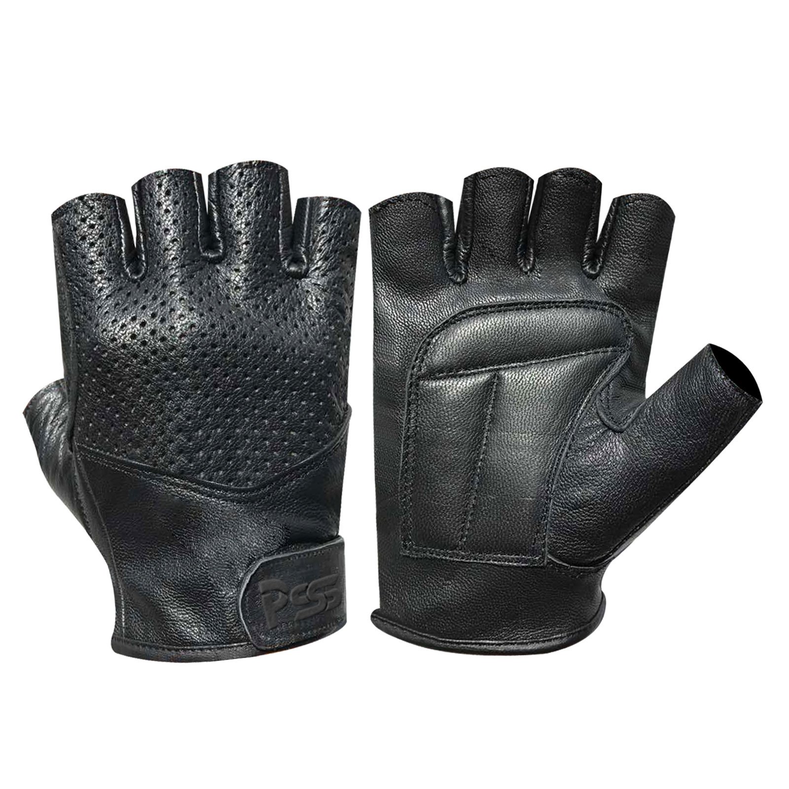 Prime Men's Black Fully Padded Fingerless Bus Driving Wheelchair Gym Lamb Skin Gloves 312 (Medium)