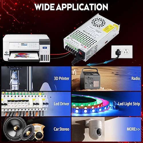 Miniatura 7 de VAYALT 24V 25A 600W Fuente de alimentación conmutada CC, transformador conmutado universal regulado AC 110V220V a CC 24V, fuente de alimentación