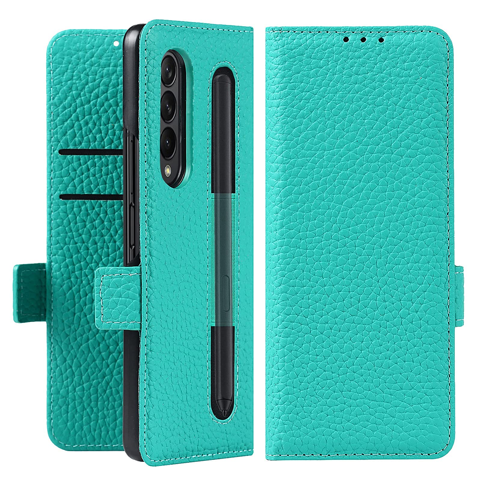 Buy For Samsung Galaxy Z Fold 3 Case,Luxury Slim Genuine Leather Hybrid