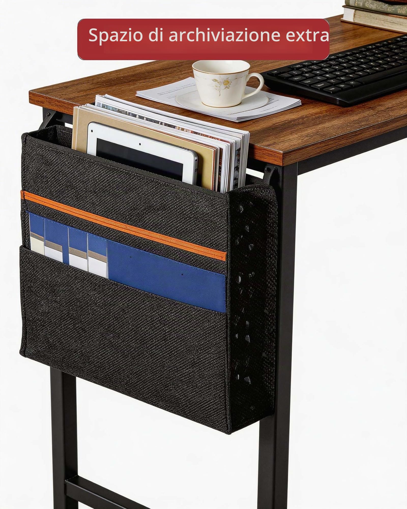 Scrivania angolare 124 cm, scrivania per computer, ufficio, scrivania, vintage, in legno, per casa, ufficio, studio, ufficio, computer, scrivania, workstation, design industriale
