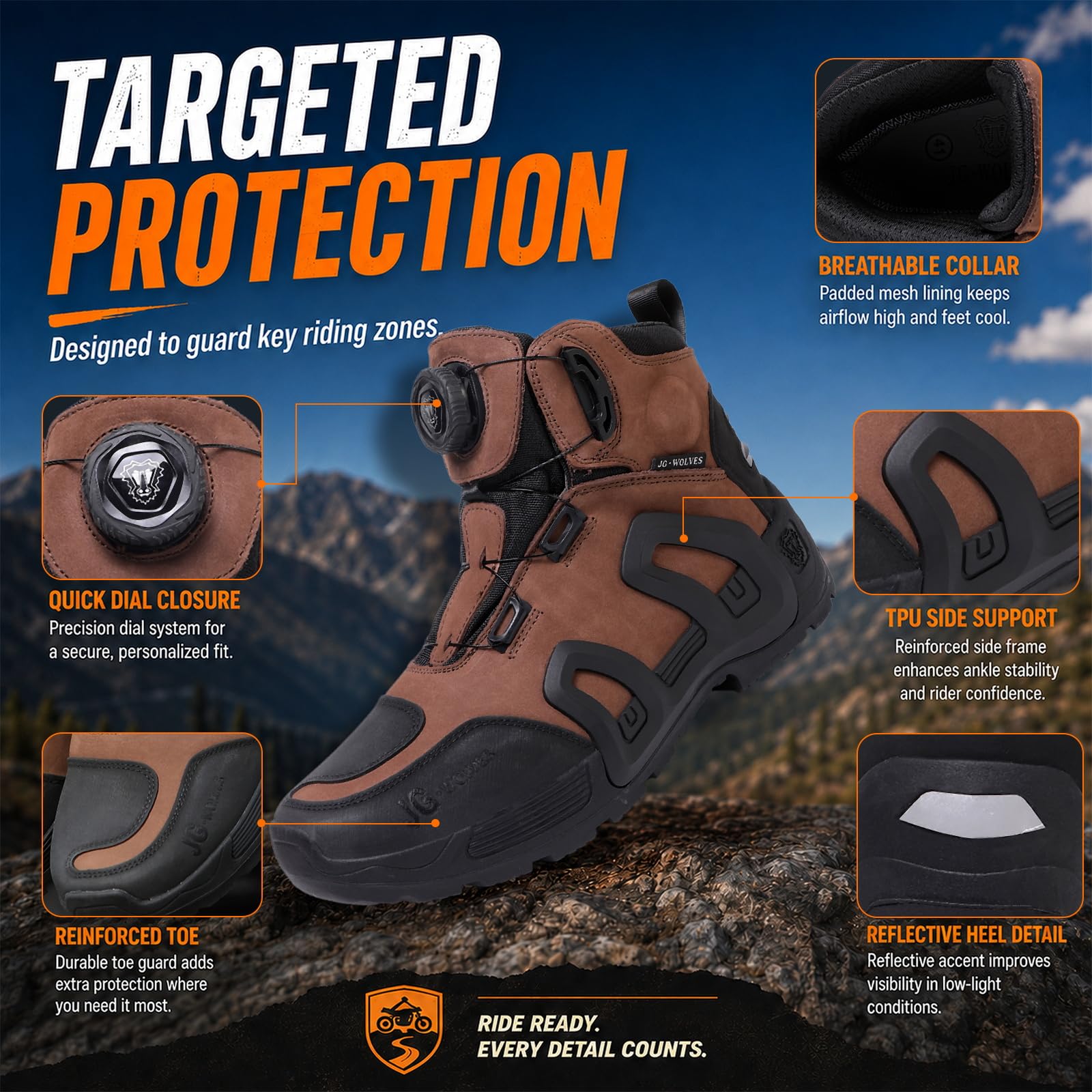 Scarpe da Moto Uomo Impermeabili Neri in Pelle con Protezione TPU