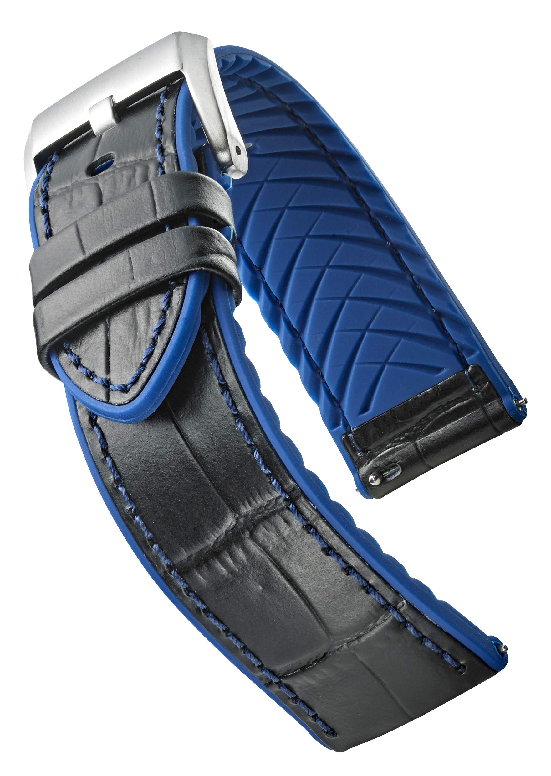 STUNNING SELECTION Alpine Genuine Alligator Grain Leather Watch Band with Silicone Waterproof Lining | Quick Release Watch Band | Compatible with