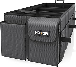 HOTOR Car Boot Organiser - Foldable Car Boot Organiser with 3 Compartments, Sturdy Car Organiser for SUVs, Black Boot Bag, Reinforced and Sturdy Folding Box, 36.0 x 27.0 x 90.0 cm
