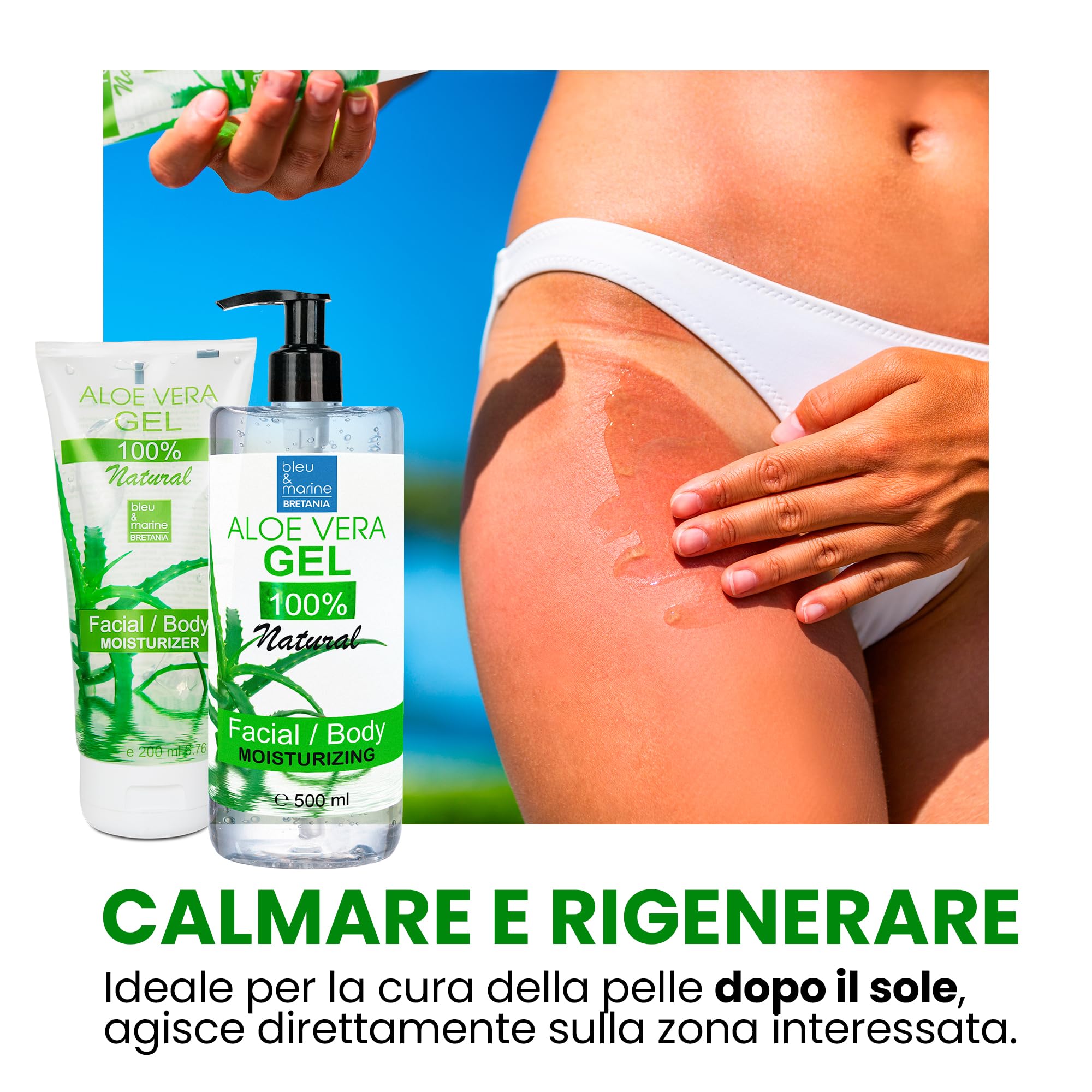 Gel di Aloe Vera Puro 100%, Foglio Fresco Coltivato Ecologico delle Canarie, Idratante Viso, Corpo e Capelli - Lenitivo per Scottature e Irritazioni, Dopo Sole, Dopobarba, Post-Depilazione, 2000 ml