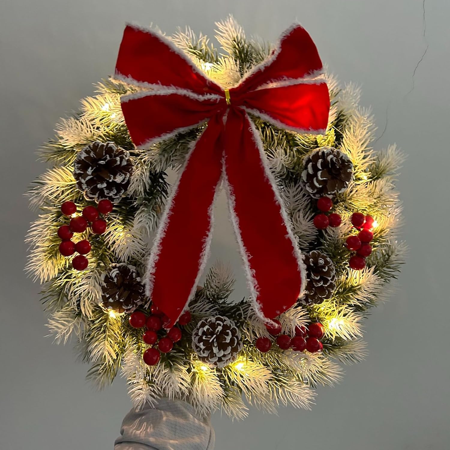 Lighted Christmas Wreaths, 13 Inch Prelit Mini Xmas Wreath