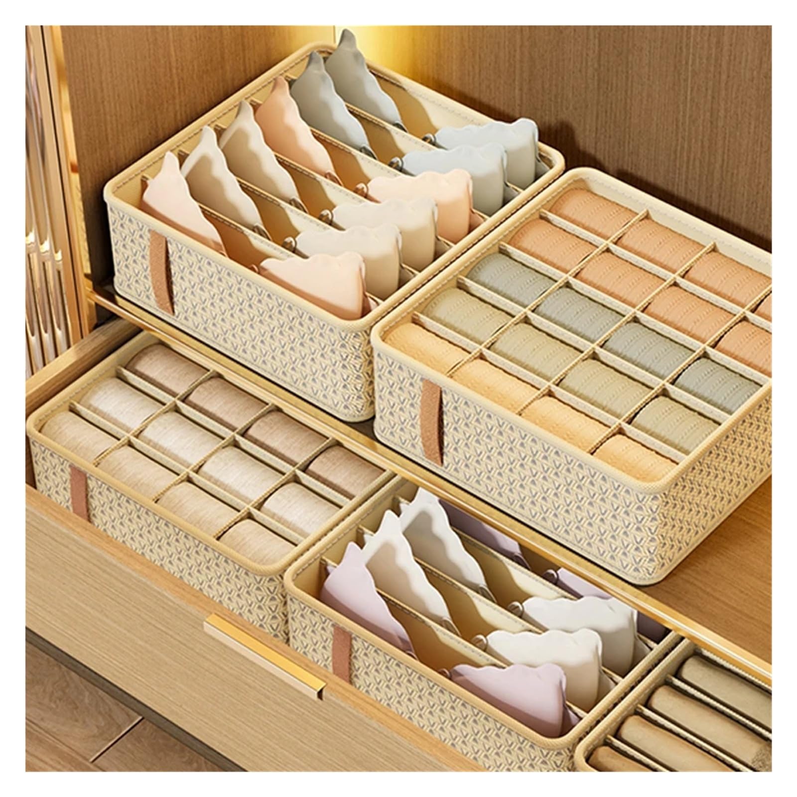 Organizzatore per cassetti della Biancheria Intima, Scatola Porta Calzini, Reggiseno, Slip, Armadio, separatore per Vestiti