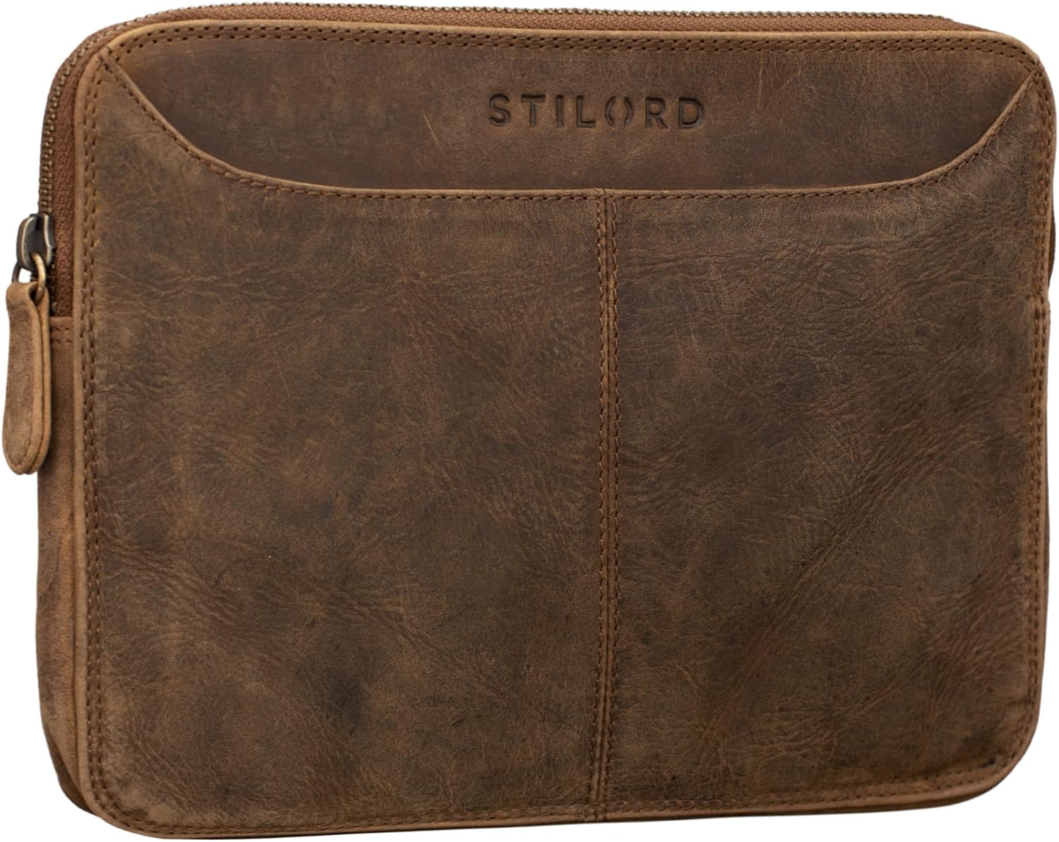 STILORD 'Tyler' Custodia Tablet In Vera Pelle – Sleeve Vintage Per IPad 9.7 Pollici, Con Cerniera, Nero