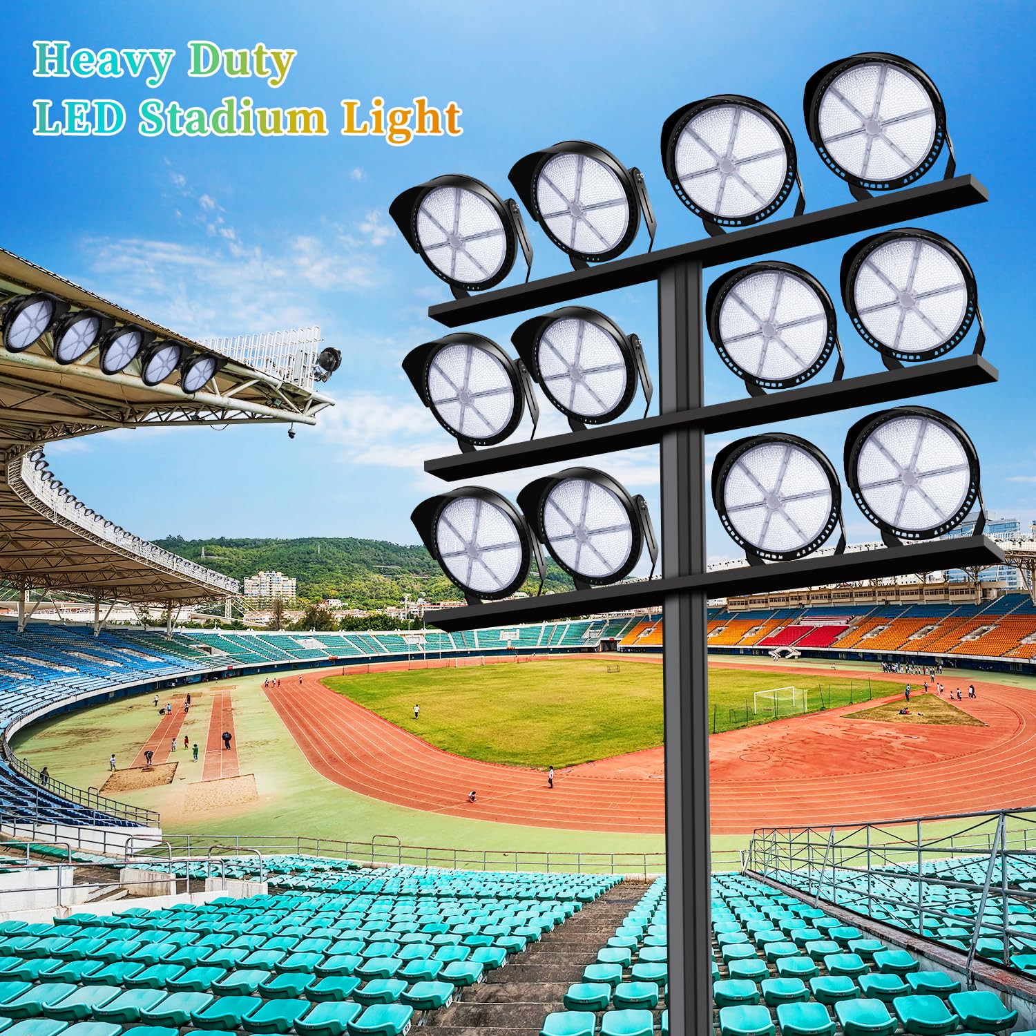 Juyace 36000lm LED Parking Lot Lights Dusk To Dawn Stadium Flood Light