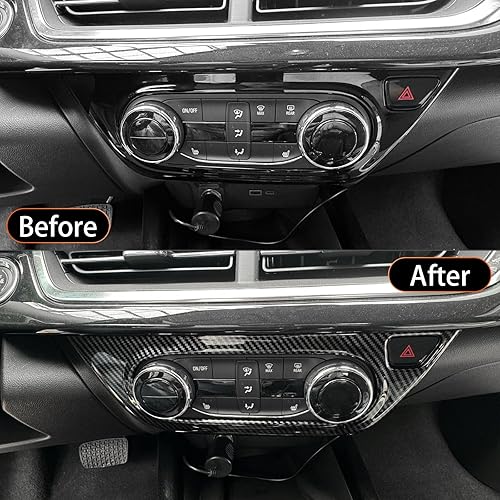 Miniatura 4 de YOUTOOCAR Cubierta de panel de botón de CA compatible con accesorios Chevrolet Trax 2024-2025 (patrón de fibra de carbono)