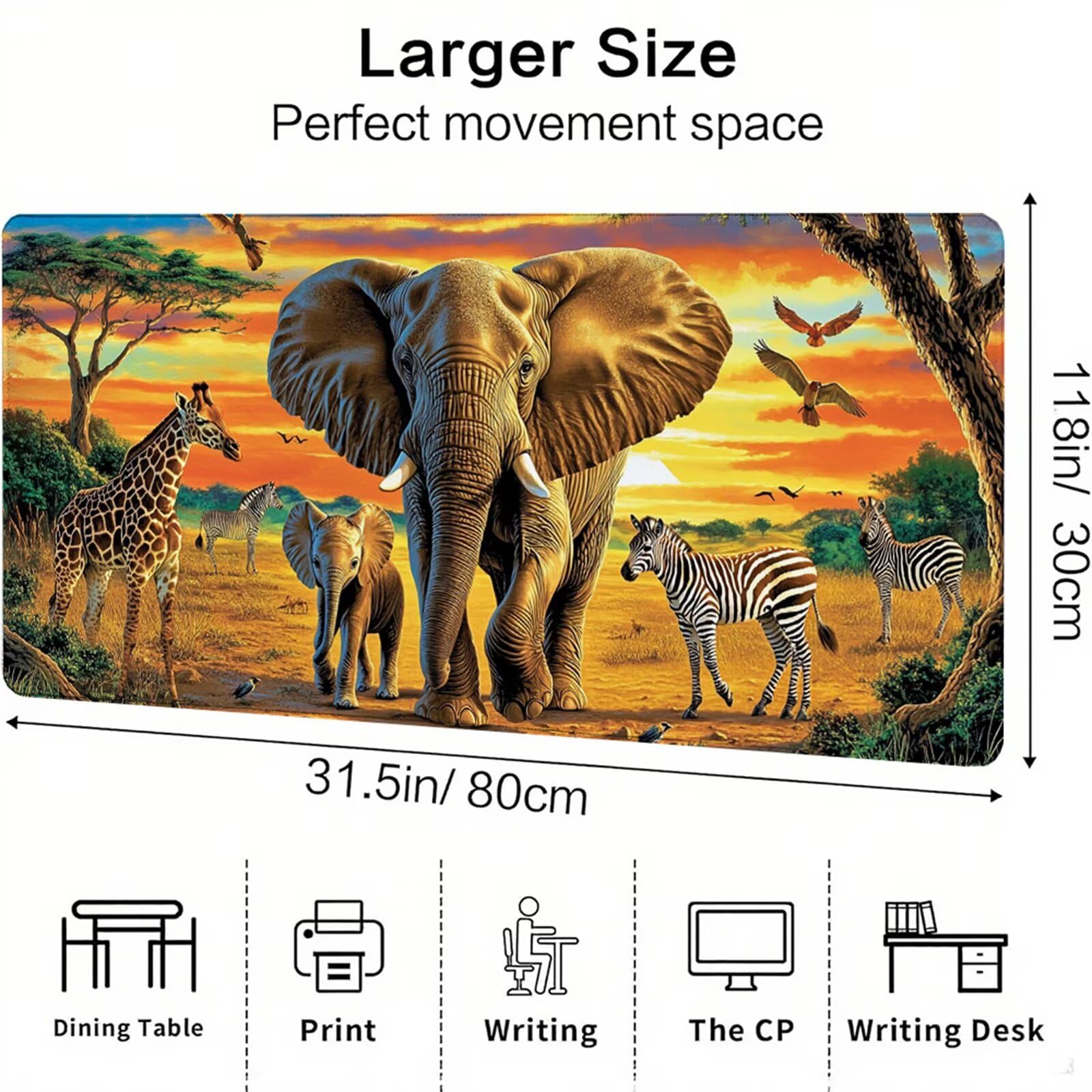 Żółta podkładka pod mysz XXL 1200 x 600 x 3 mm zwierzę pod rękę biurko akcesoria antypoślizgowa gumowa podstawa i zszyte krawędzie podkładka pod mysz dla graczy do dekoracji biura dekoracyjnego