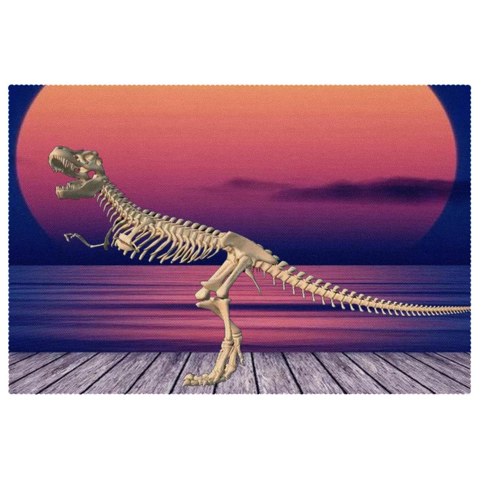 Set de table squelette de dinosaure antidérapant lavable 6 pièces