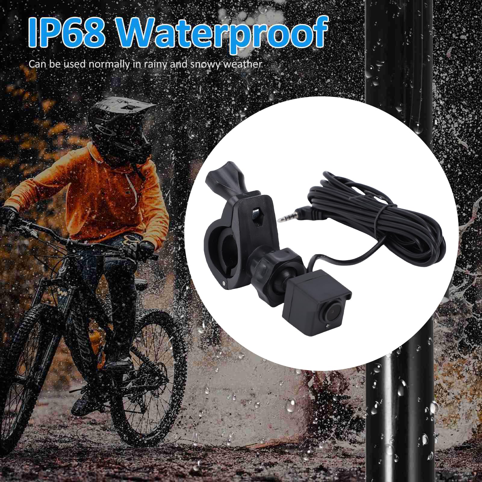 Shkalacar Rowerowy system kamery cofania, 5-calowy monitor HD 1080p z ochroną przed słońcem, szeroki kąt widzenia 110 stopni, widoczność w nocy, obrót o 360 stopni, do rowerów górskich i wyścigowych