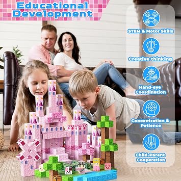 Annexfun Magnetic Blocks-100PCS Magnetic Building Blocks, Princess Castle Building Set, STEM Learning Toys for Kids Ages 3-8