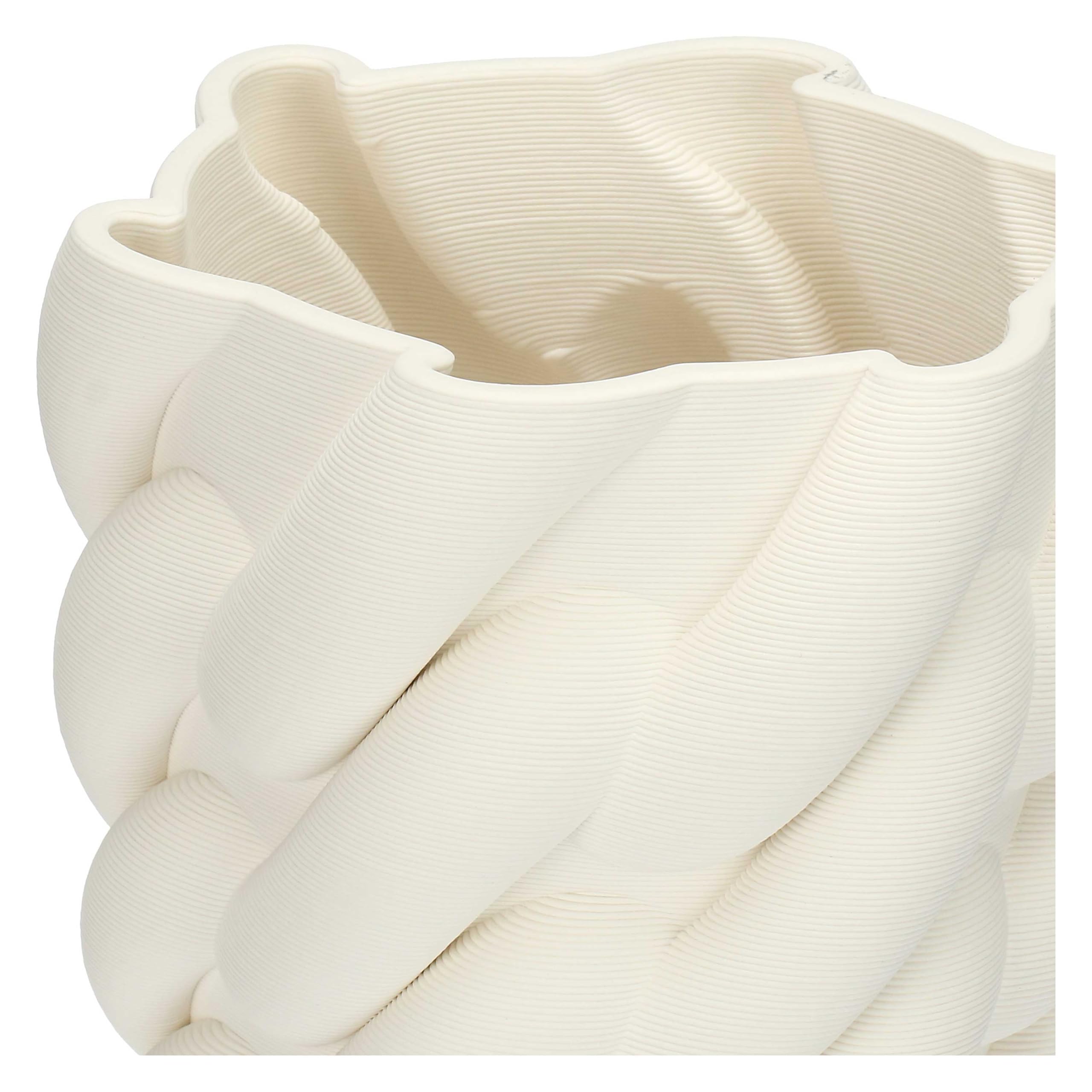 Vaso Deco Intreccio M in ceramica, 18x18cm, profondità 28cm, collezione Trama