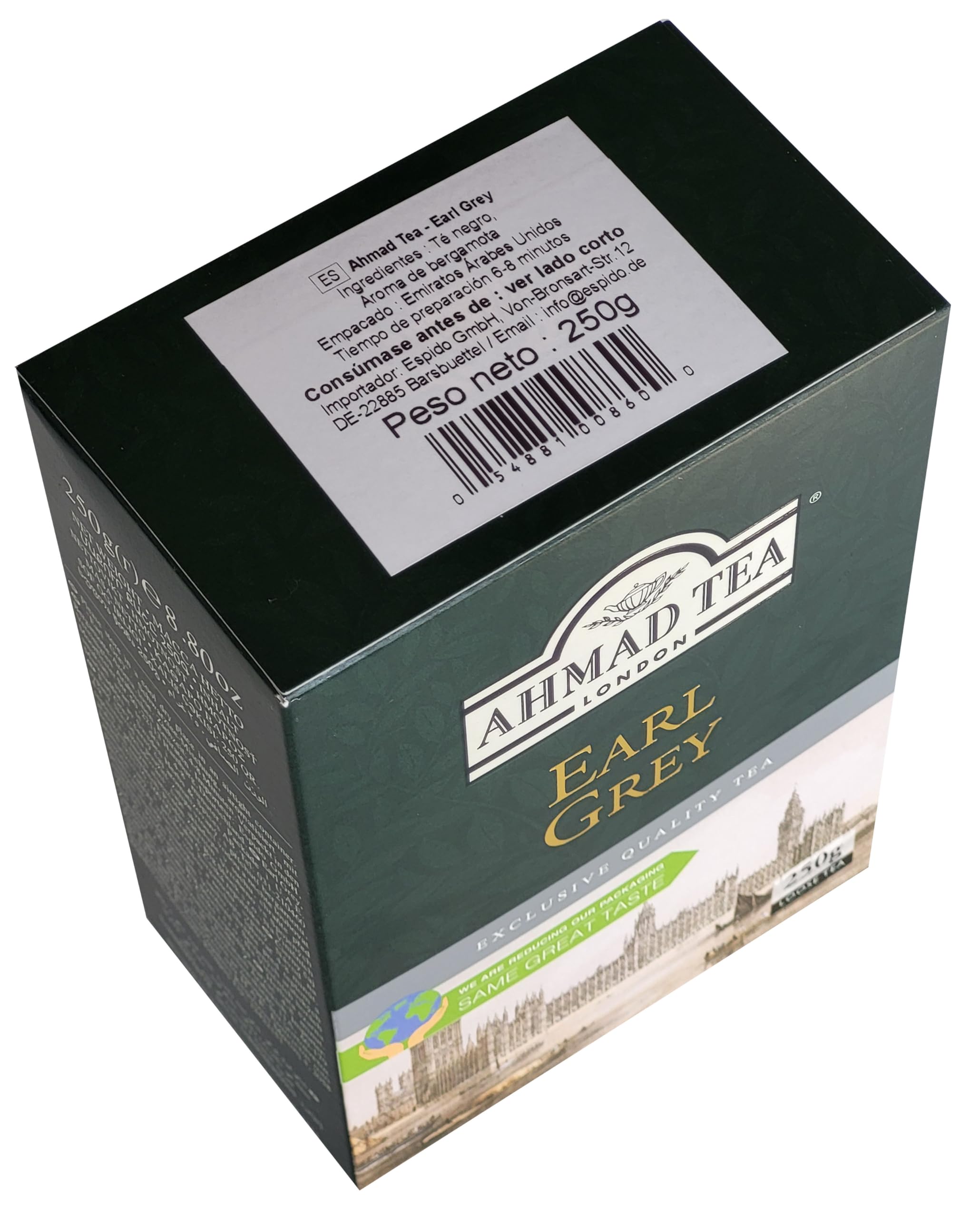 Ahmad Tea Earl Grey Té negro Assam Ceilán bergamota 250g