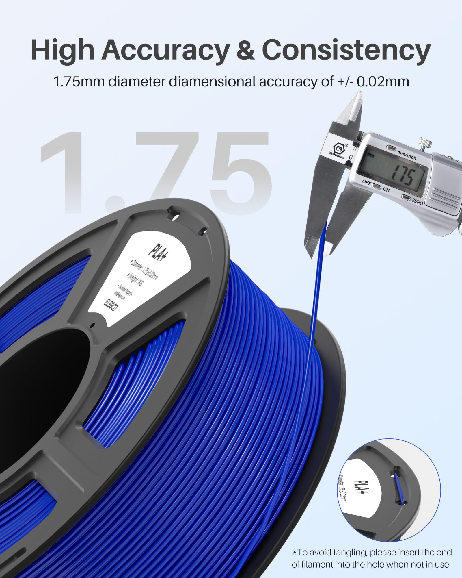 ELEGOO PLA+ filament 1,75 mm, biały, 4 kg, bardzo wytrzymały filament PLA Plus, dokładność pomiaru +/- 0,02 mm, szpula 1 kg do większości drukarek 3D
