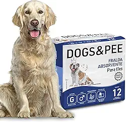 DOG’S CARE Dogs&Pee Fralda Descartável Para Cães Machos - Fralda Absorvente Para Cachorros Idosos e Filhotes - Tamanho G - Cintura 53 a 76cm - 12 Unidades